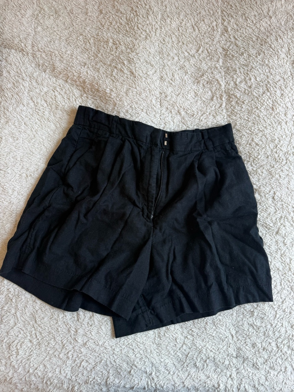 Abercrombie & Fitch Black High-Rise Linen Trouser Shorts